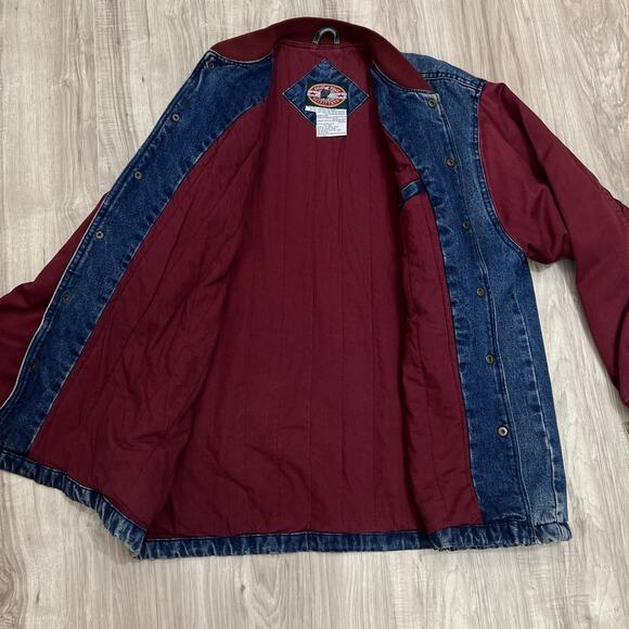 Vintage Eagles Ridge Outfitters XL Snap Up Blue/Red Denim Bomber Jacket - Picture 6 of 8